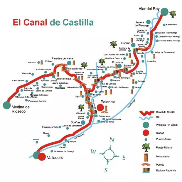 Mapa del Canal de Castilla Ramal norte del Canal de Castilla 